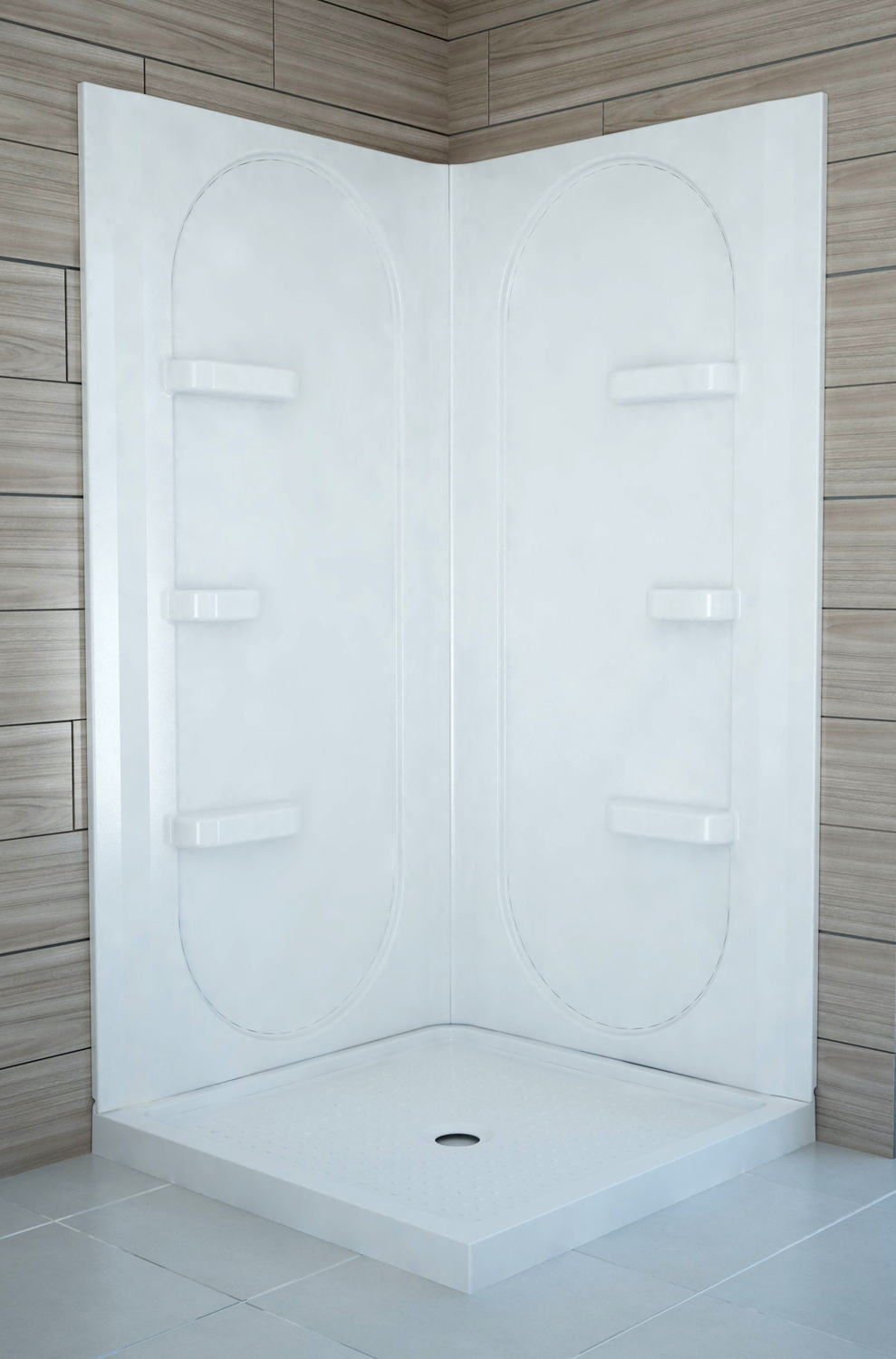 bathroom with bathtub and shower plan Anzzi SHOWER - Shower Walls - Corner White