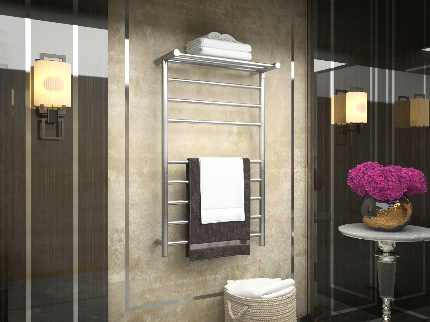 towel warmer hanger Anzzi BATHROOM - Towel Warmers - Wall Mounted Nickel
