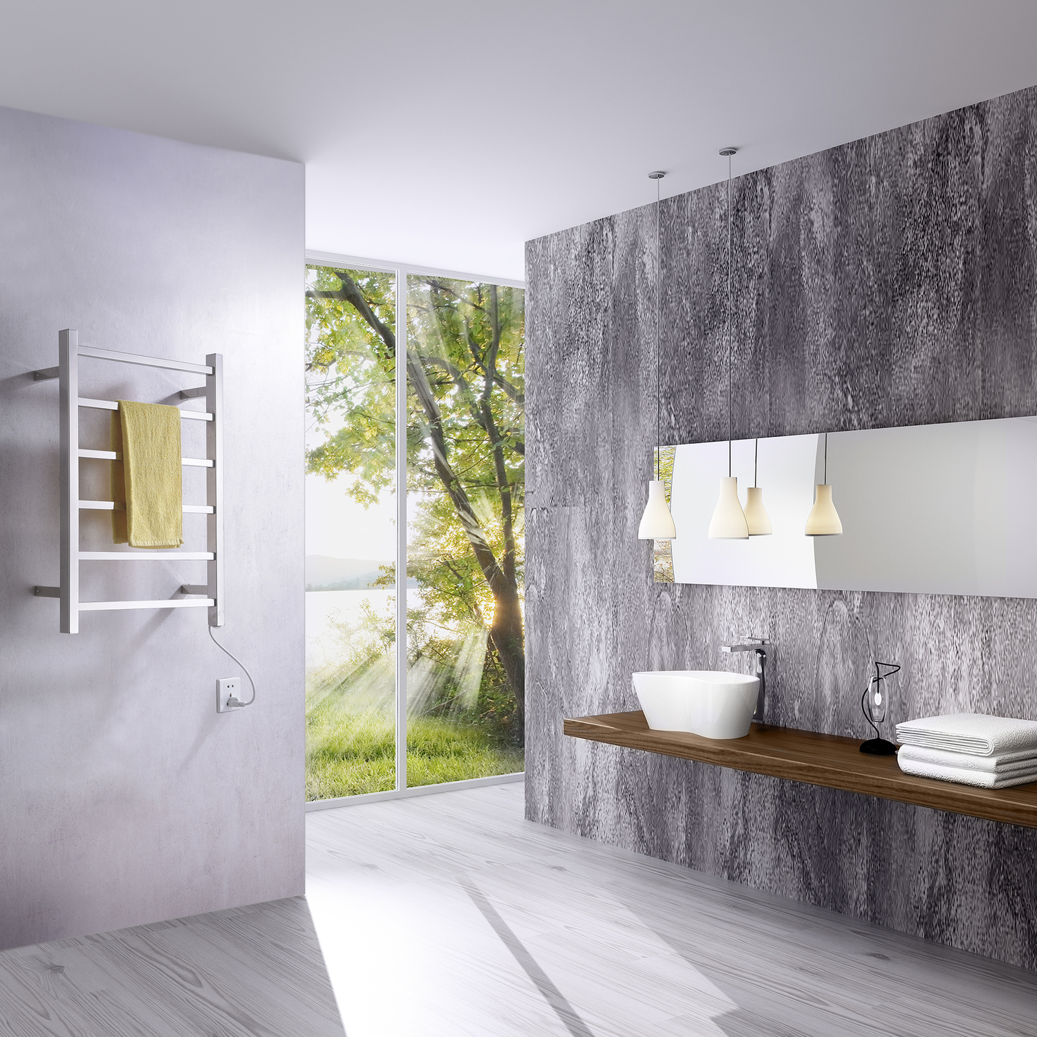 polished stainless steel towel rail Anzzi BATHROOM - Towel Warmers - Wall Mounted Chrome