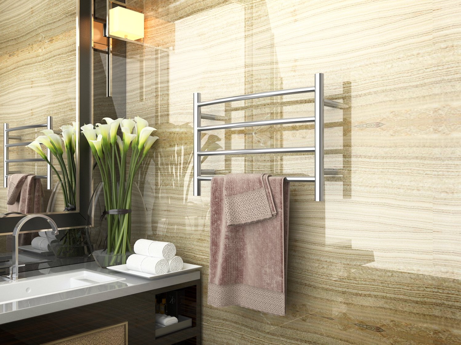 floor standing electric towel rail Anzzi BATHROOM - Towel Warmers - Wall Mounted Chrome
