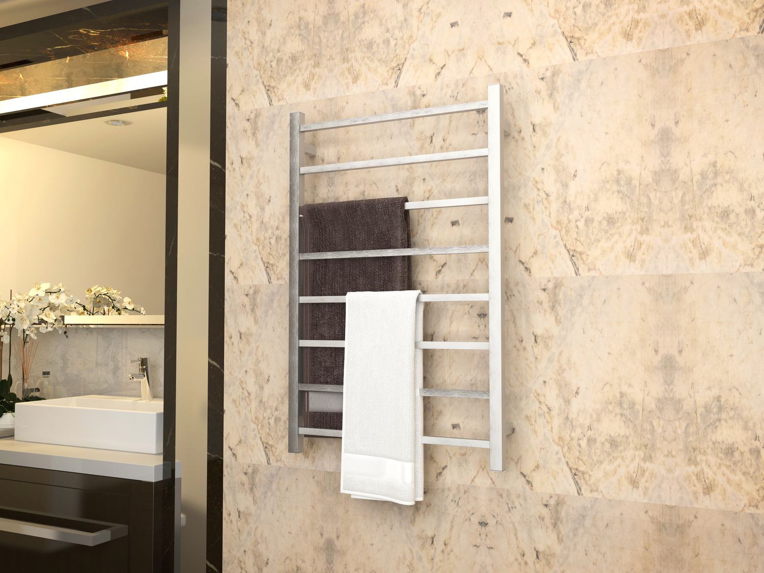 towel shelves for bathroom wall Anzzi BATHROOM - Towel Warmers - Wall Mounted Nickel