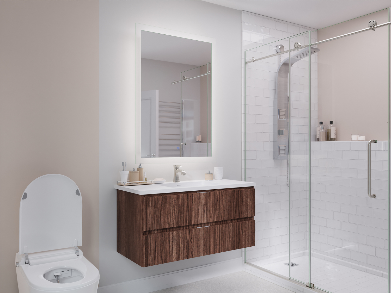 modern walnut bathroom vanity Anzzi BATHROOM - Vanities - Vanity Sets Brown