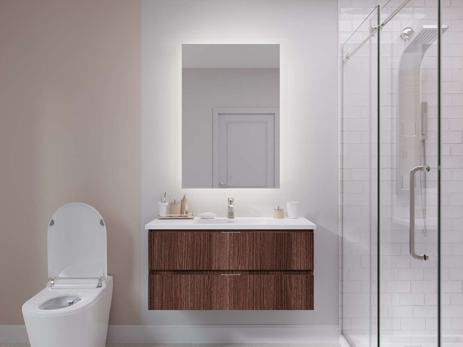 modern walnut bathroom vanity Anzzi BATHROOM - Vanities - Vanity Sets Brown