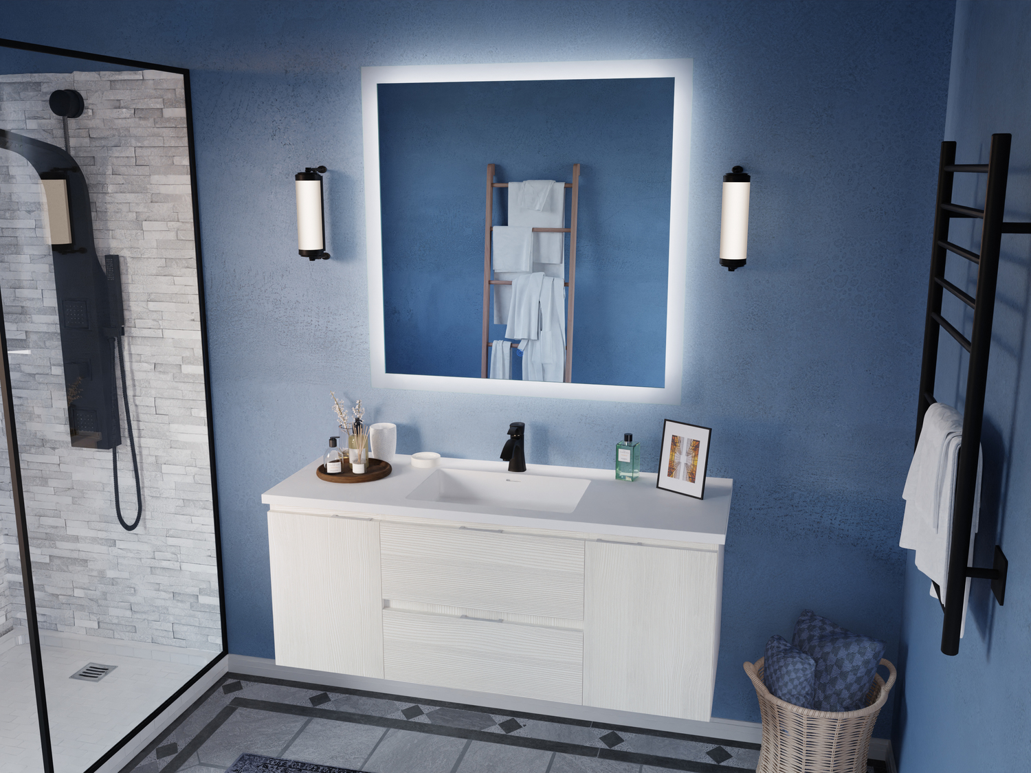 50 inch double vanity Anzzi BATHROOM - Vanities - Vanity Sets White