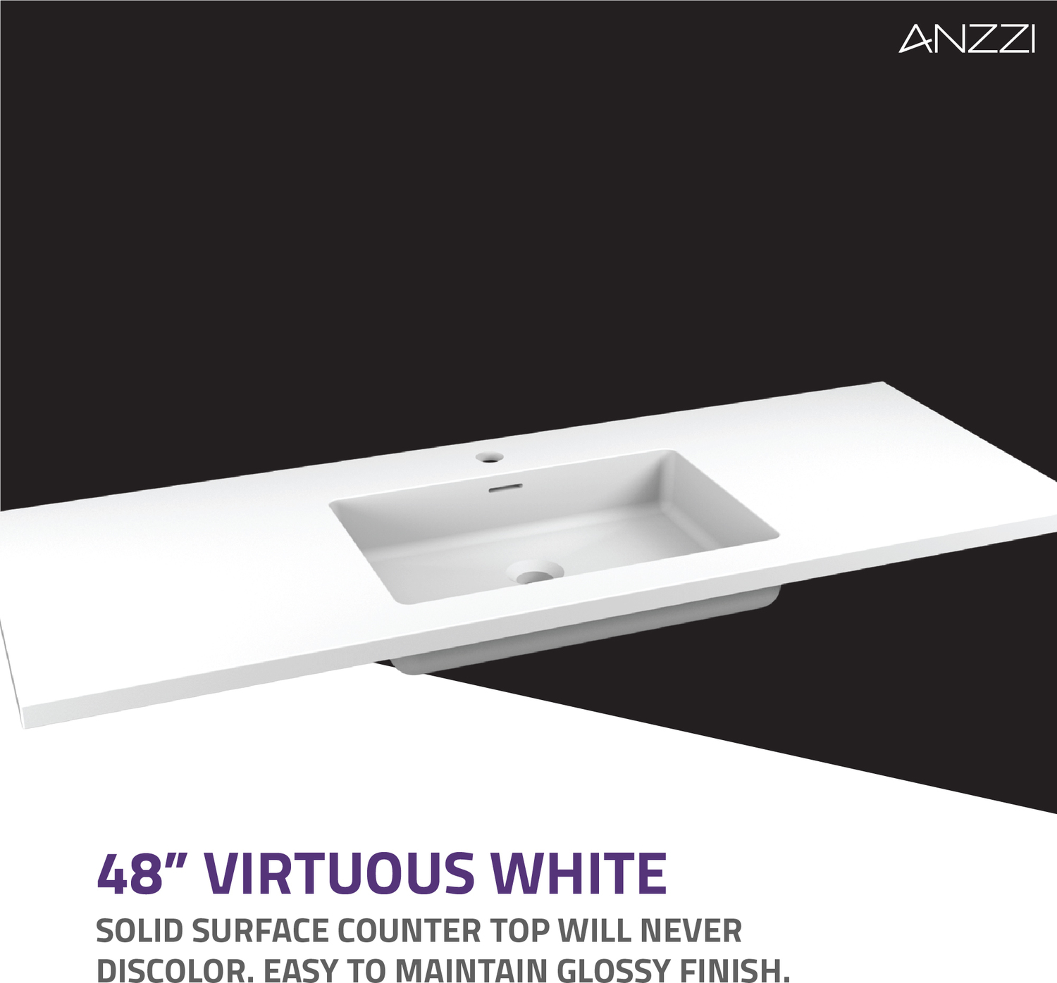 50 inch double vanity Anzzi BATHROOM - Vanities - Vanity Sets White