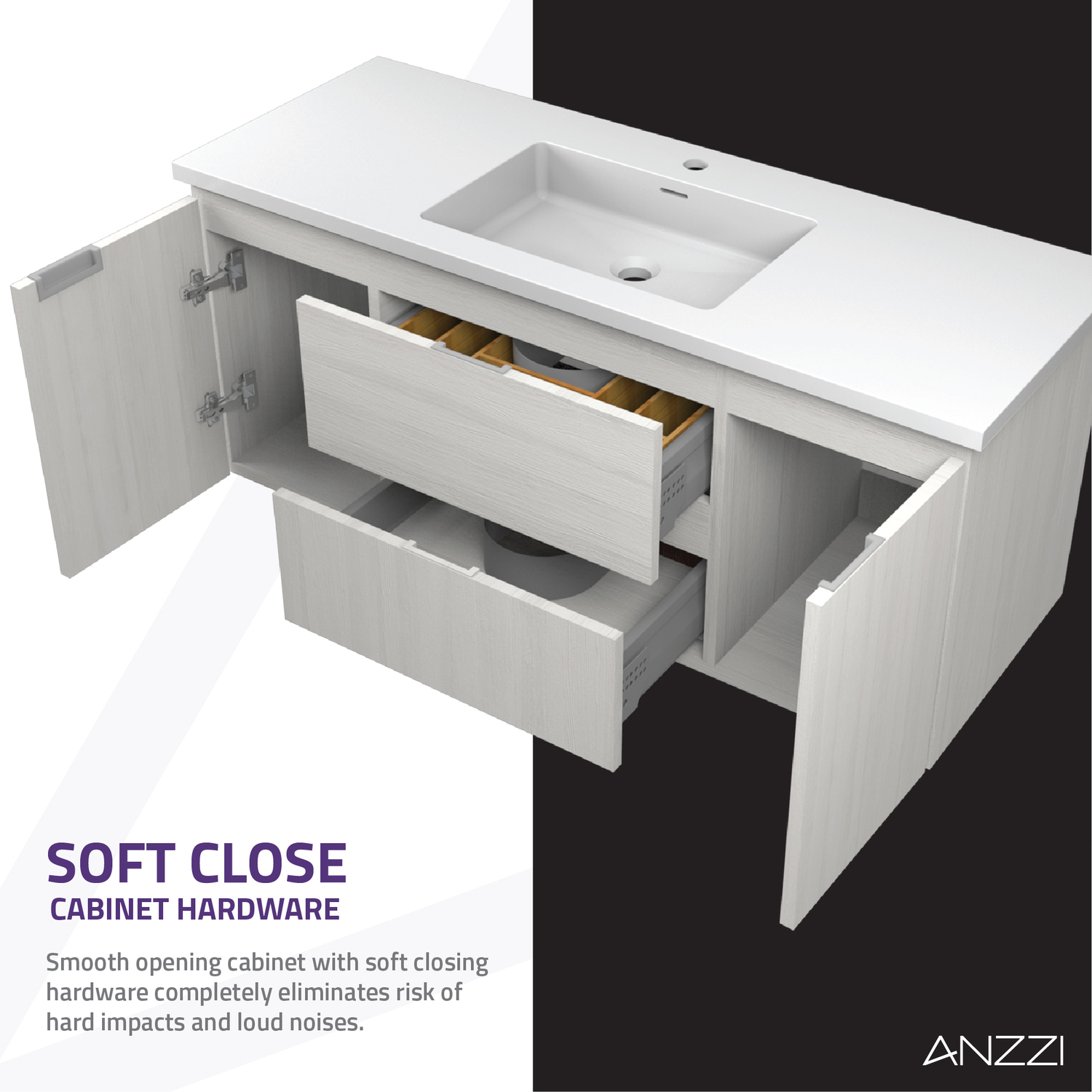 40 inch double sink vanity Anzzi BATHROOM - Vanities - Vanity Sets White