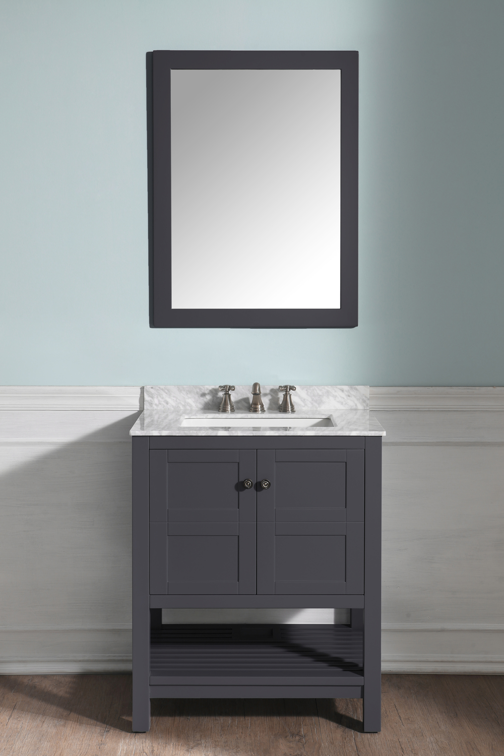 white vanity with black countertop Anzzi BATHROOM - Vanities - Vanity Sets Gray