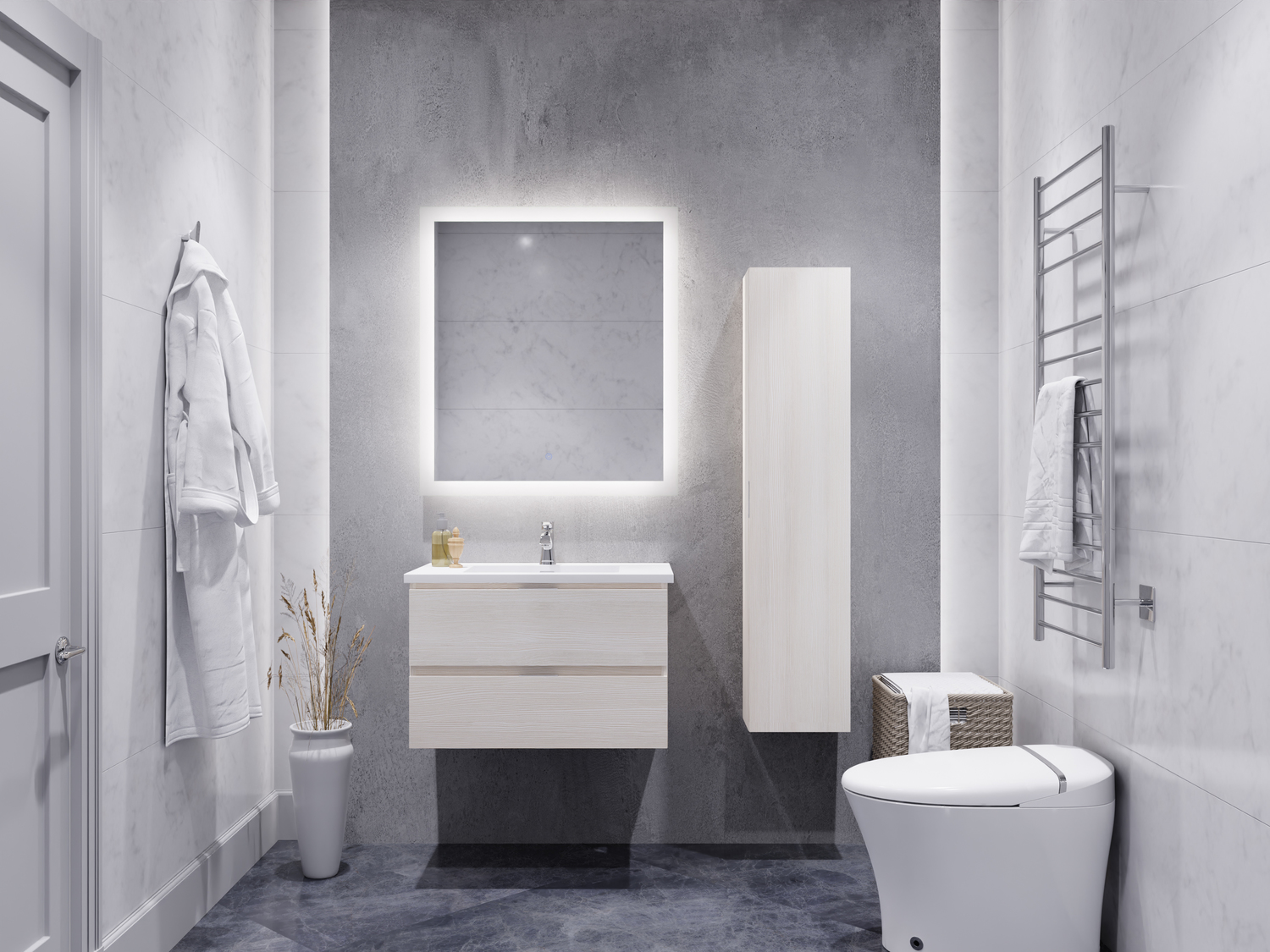 cherry wood bathroom vanity Anzzi BATHROOM - Vanities - Vanity Sets White