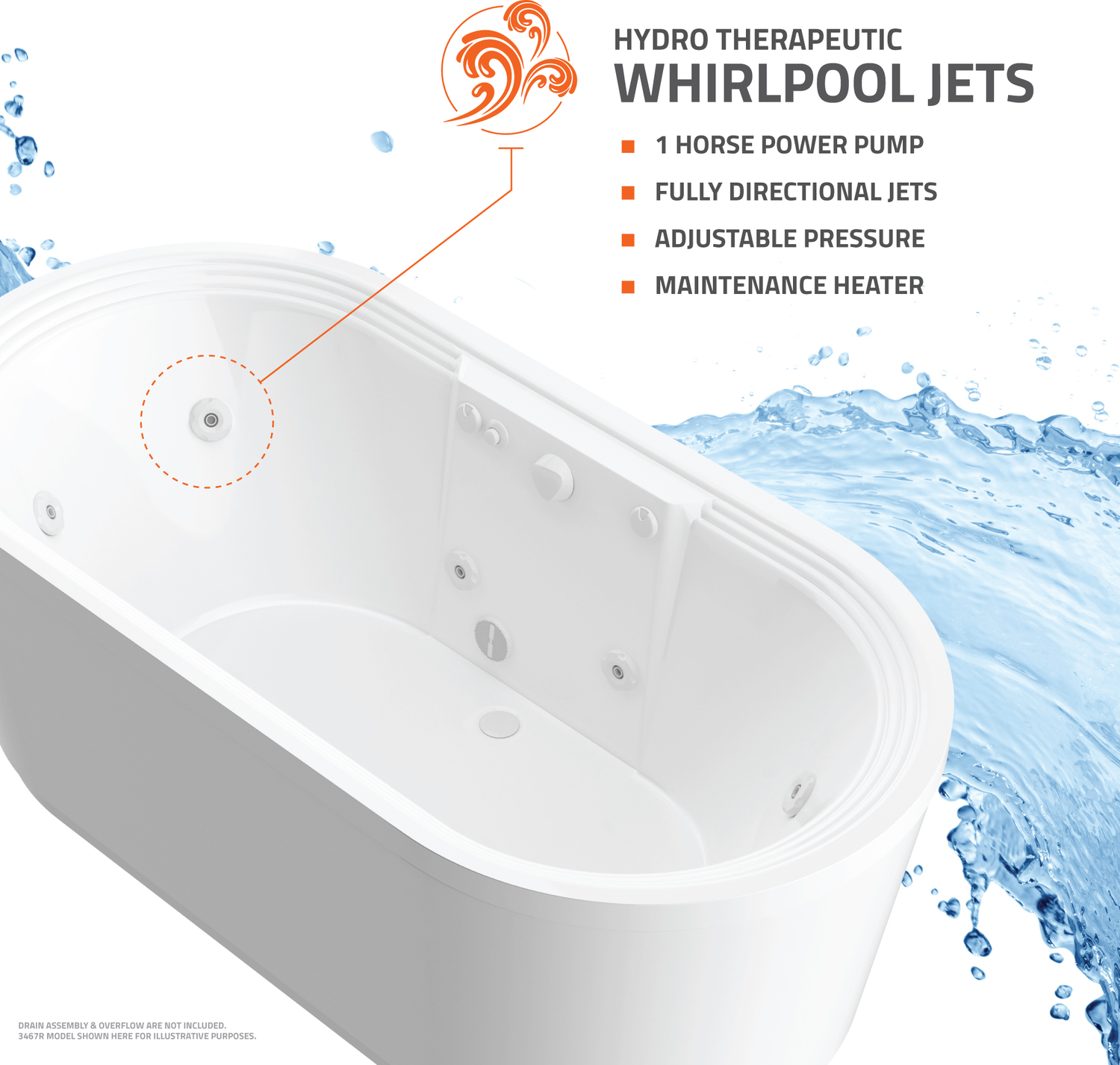  Atlantis BATHROOM - Bathtubs - Freestanding Bathtubs - Two Piece - Whirlpool White