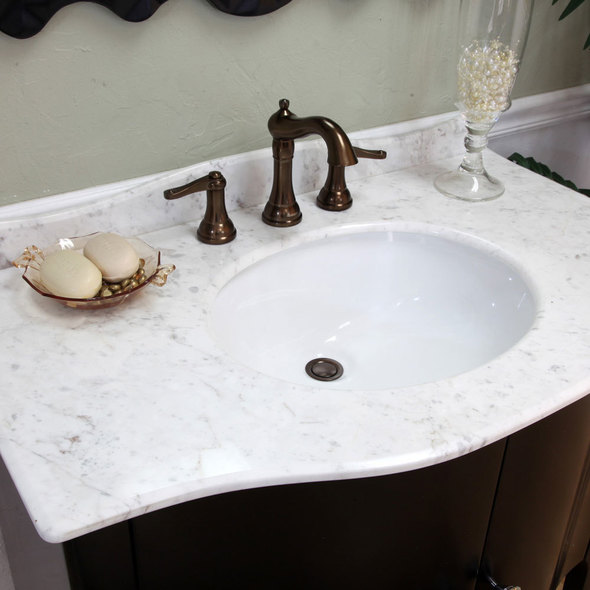 bathroom vanity with quartz top Bellaterra White Marble