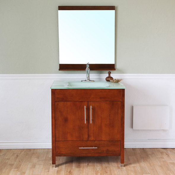 reclaimed wood bathroom cabinet Bellaterra Tempered Glass