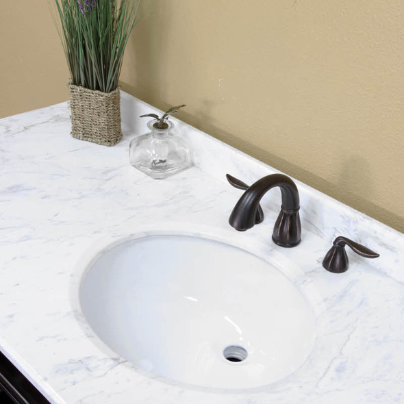 single small bathroom vanity with sink Bellaterra White Marble