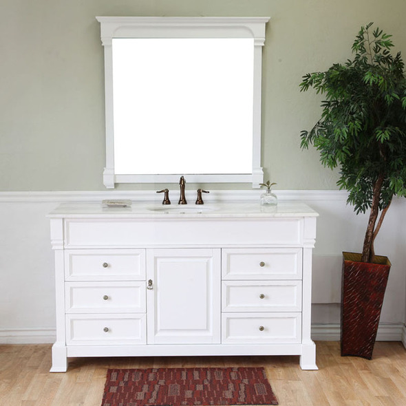 60 inch vanities with one sink Bellaterra White Marble