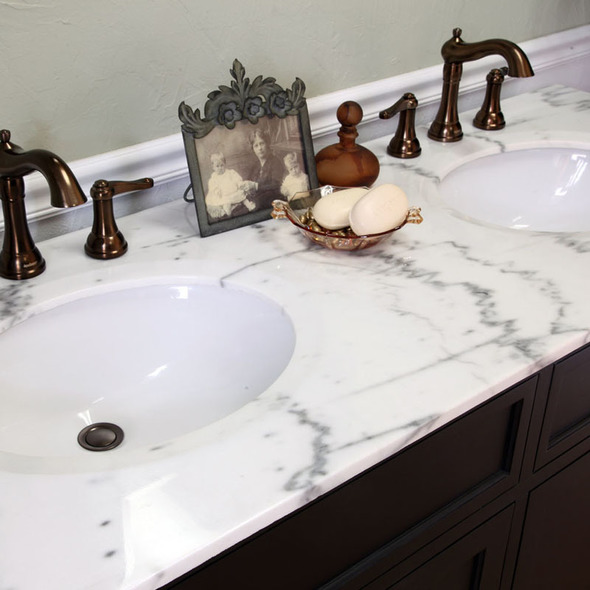 bathroom vanity 72 inch double sink Bellaterra White Marble