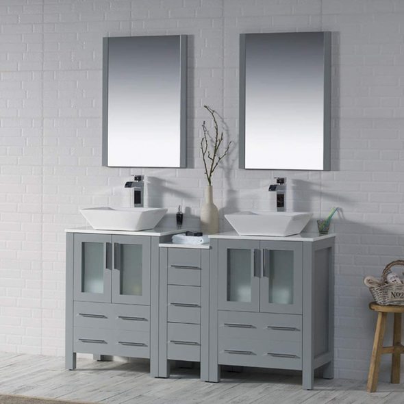 white double vanity with black hardware Blossom Modern