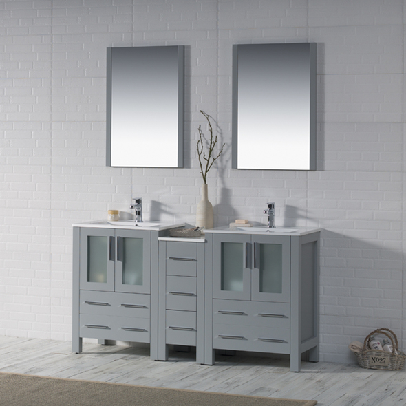 double sink bathroom vanity with storage tower Blossom Modern