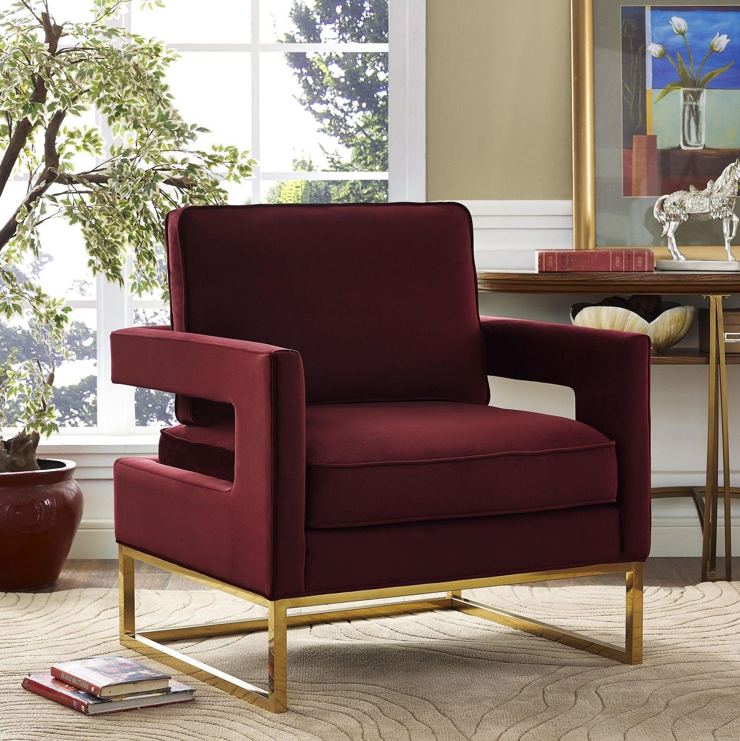 lodge chair Contemporary Design Furniture Accent Chairs Maroon