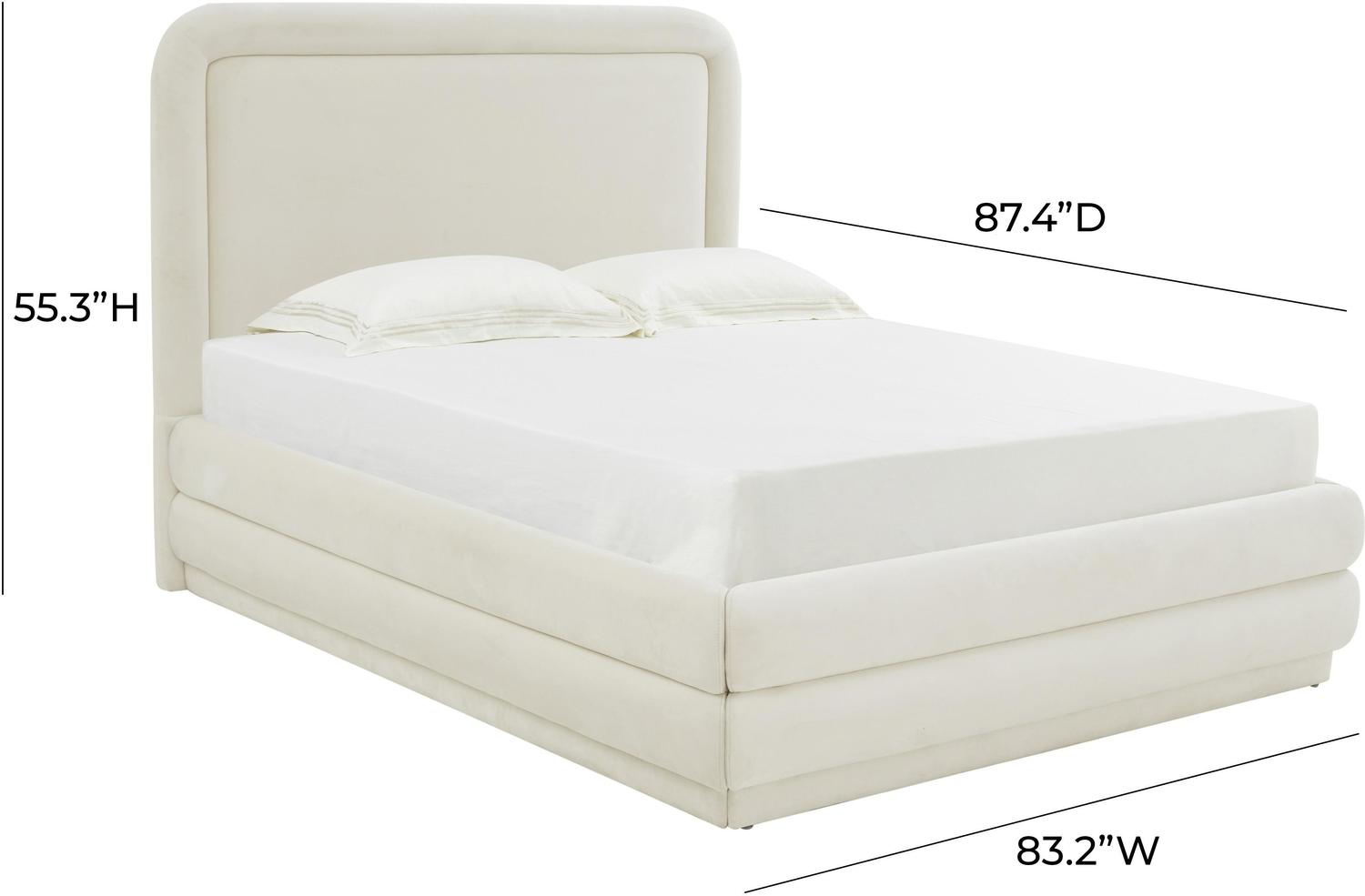 king size bed low headboard Contemporary Design Furniture Beds Cream