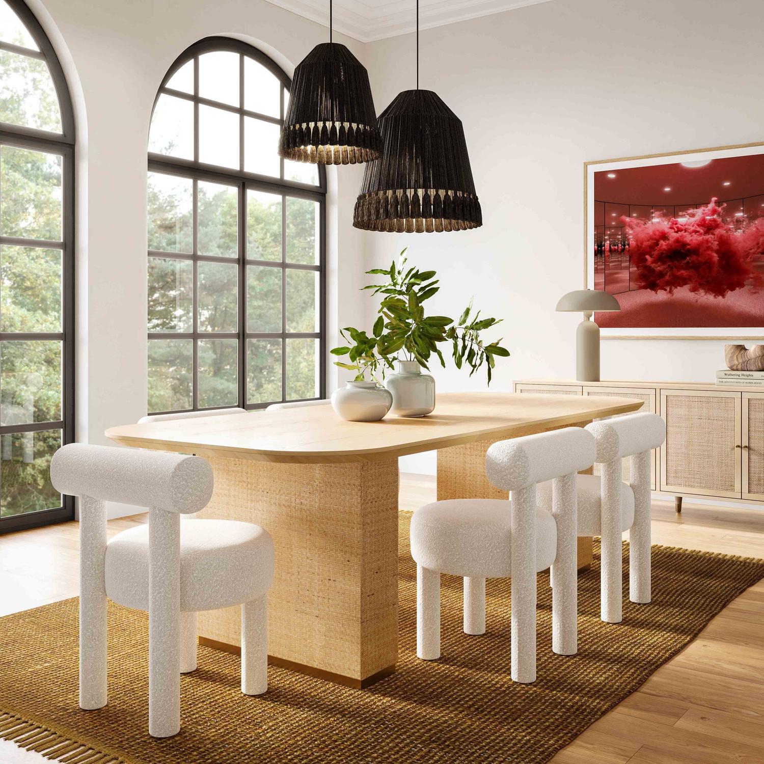 round dining table with black chairs Contemporary Design Furniture Dining Tables Natural