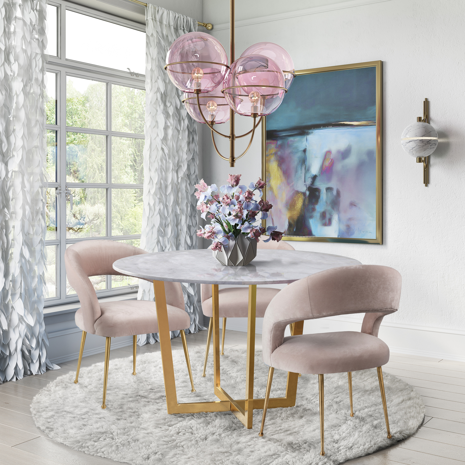 2 chairs and table set Contemporary Design Furniture Dining Chairs Blush