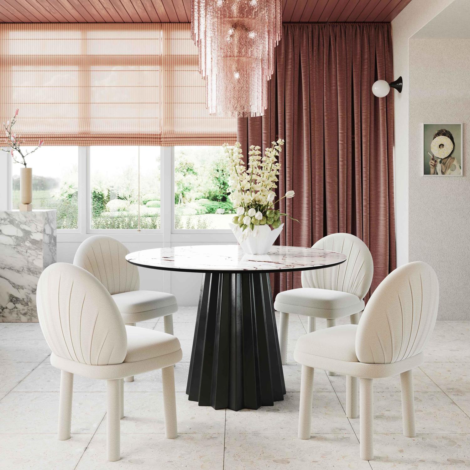 grey round dining table set Contemporary Design Furniture Dining Tables Black,White Marble
