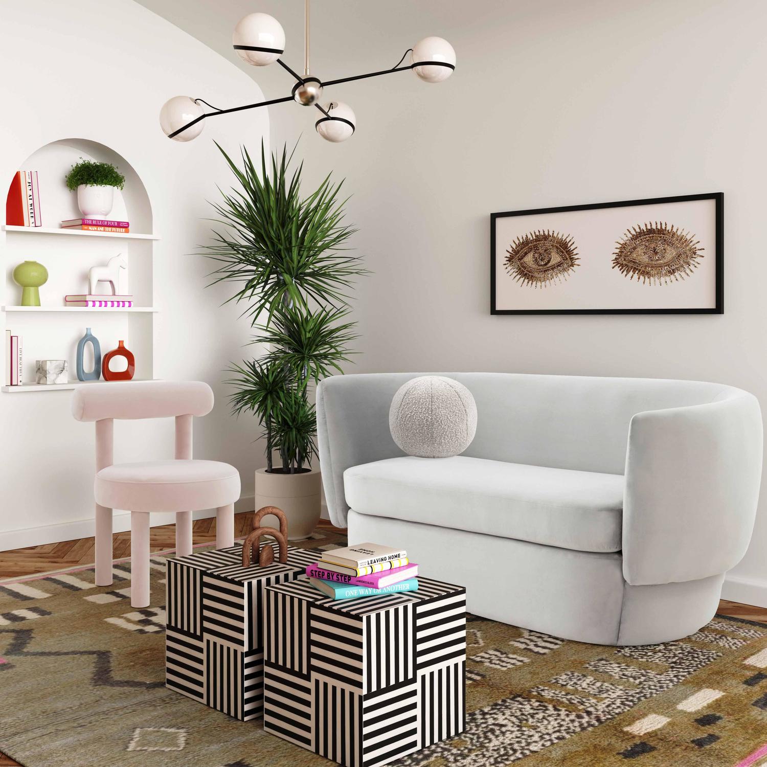 mid century black leather sofa Contemporary Design Furniture Loveseats Light Grey