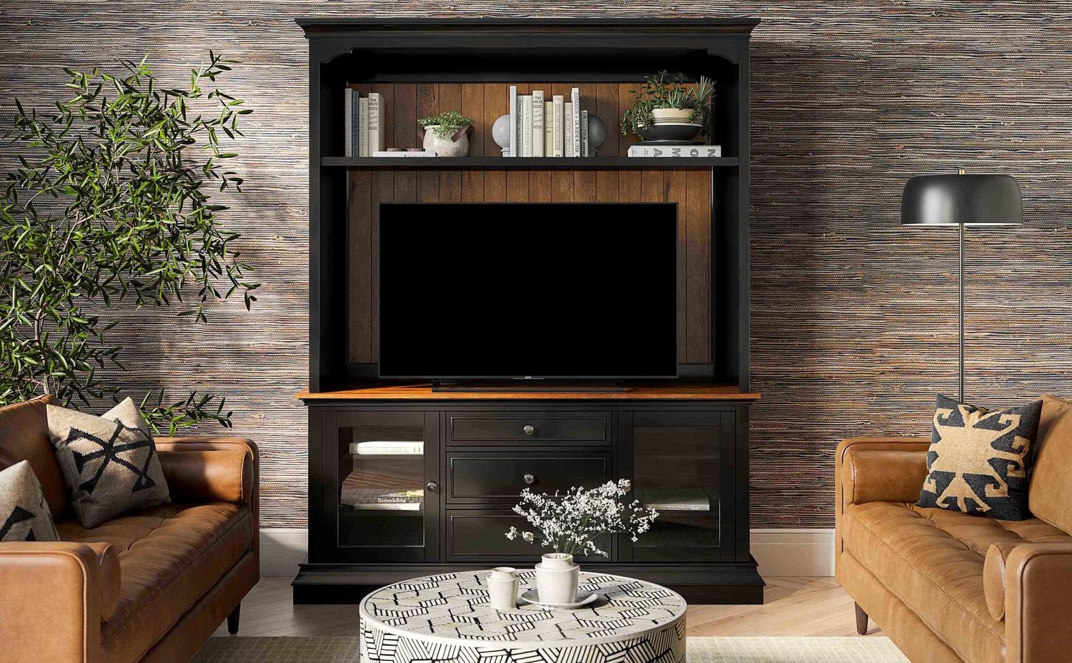 tv console with storage Tov Furniture Entertainment Centers Charcoal