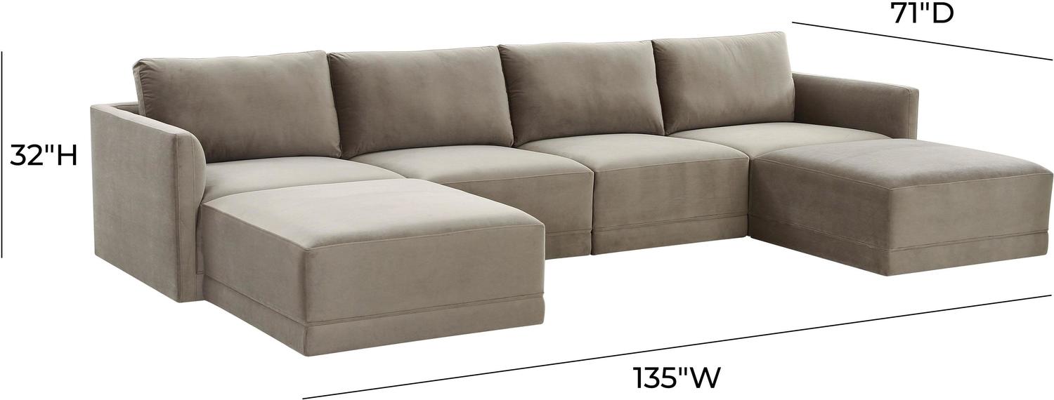 cream couch with chaise Tov Furniture Sectionals Taupe