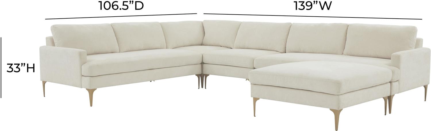 black velvet sofa sectional Tov Furniture Sectionals Cream