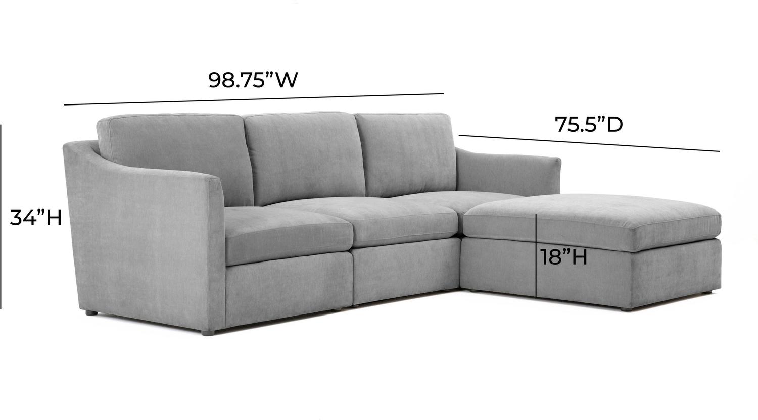 l sectional with ottoman Tov Furniture Sectionals Grey