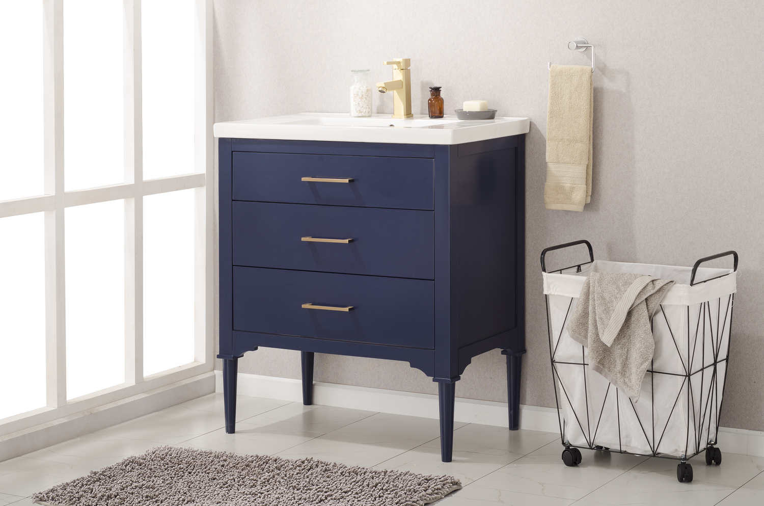rustic bathroom cabinet ideas Design Element Bathroom Vanity Blue Transitional