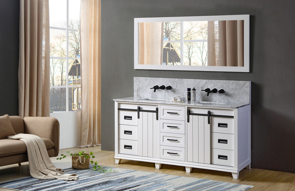 72 inch double sink vanity with top Direct Vanity White