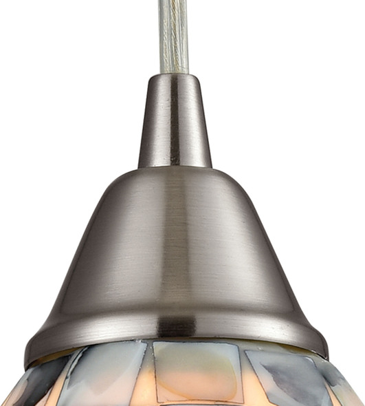 lamp shade hanging light ELK Lighting Mini Pendant Satin Nickel Transitional