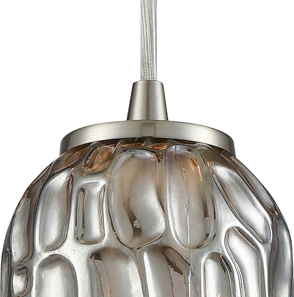 gold and silver ceiling lights ELK Lighting Mini Pendant Satin Nickel Modern / Contemporary
