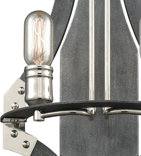 antique looking light fixtures ELK Lighting Sconce Silverdust Iron, Polished Nickel Modern / Contemporary