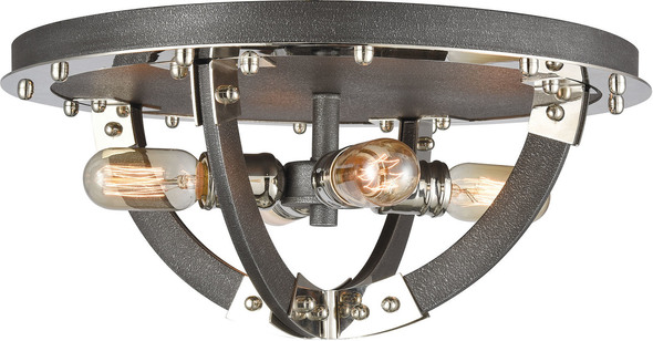 perforated metal lighting ELK Lighting Flush Mount Silverdust Iron, Polished Nickel Modern / Contemporary