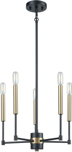 unique lighting chandeliers ELK Lighting Chandelier Matte Black, Satin Brass Transitional