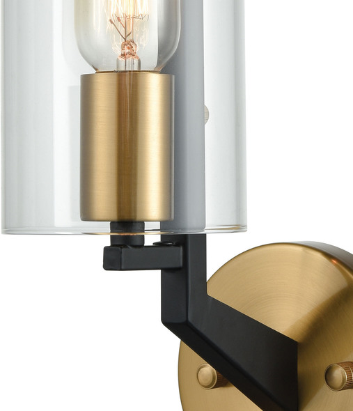 plugin wall lamp ELK Lighting Sconce Matte Black, Satin Brass Transitional