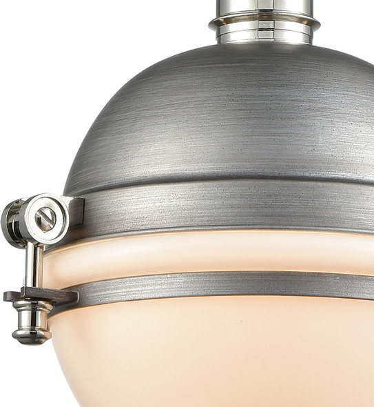 pendant lamp globe ELK Lighting Mini Pendant Weathered Zinc, Polished Nickel Transitional