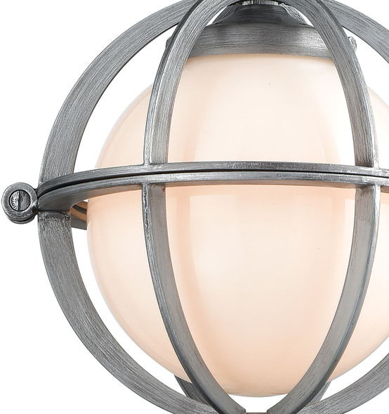 glass drum ceiling light ELK Lighting Mini Pendant Weathered Zinc Transitional