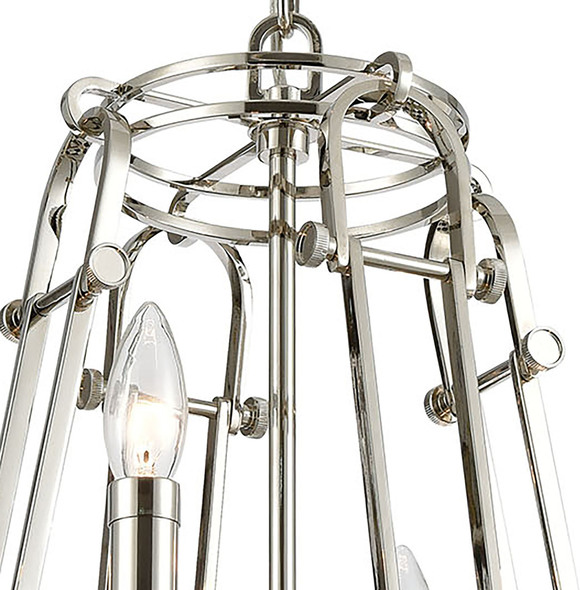 5 light chandelier with glass shades ELK Lighting Chandelier Polished Nickel Modern / Contemporary