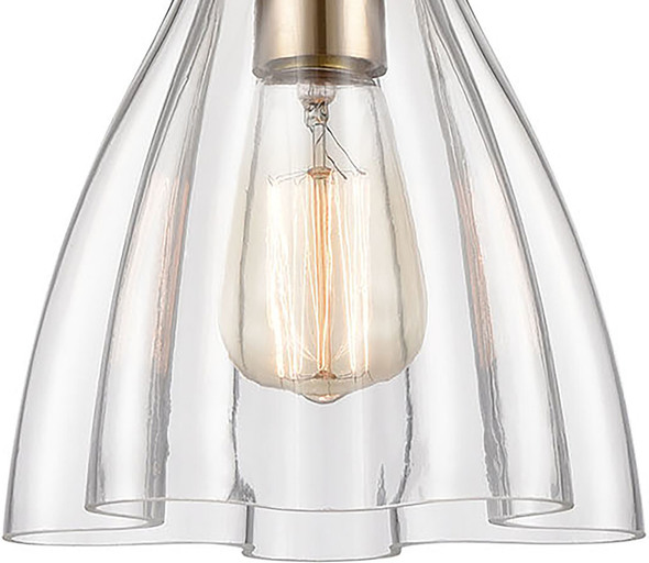 glass brass ceiling light ELK Lighting Mini Pendant Satin Brass Modern / Contemporary