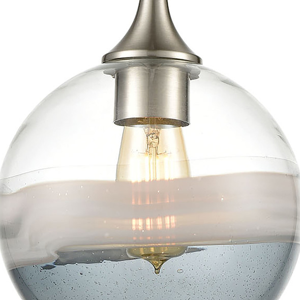sea glass ceiling light ELK Lighting Mini Pendant Satin Nickel Modern / Contemporary