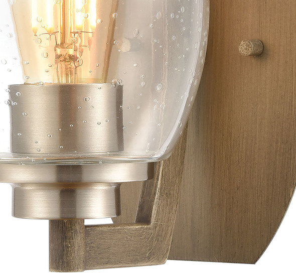 wall lamp with plug in cord ELK Lighting Sconce Light Wood, Satin Nickel Transitional