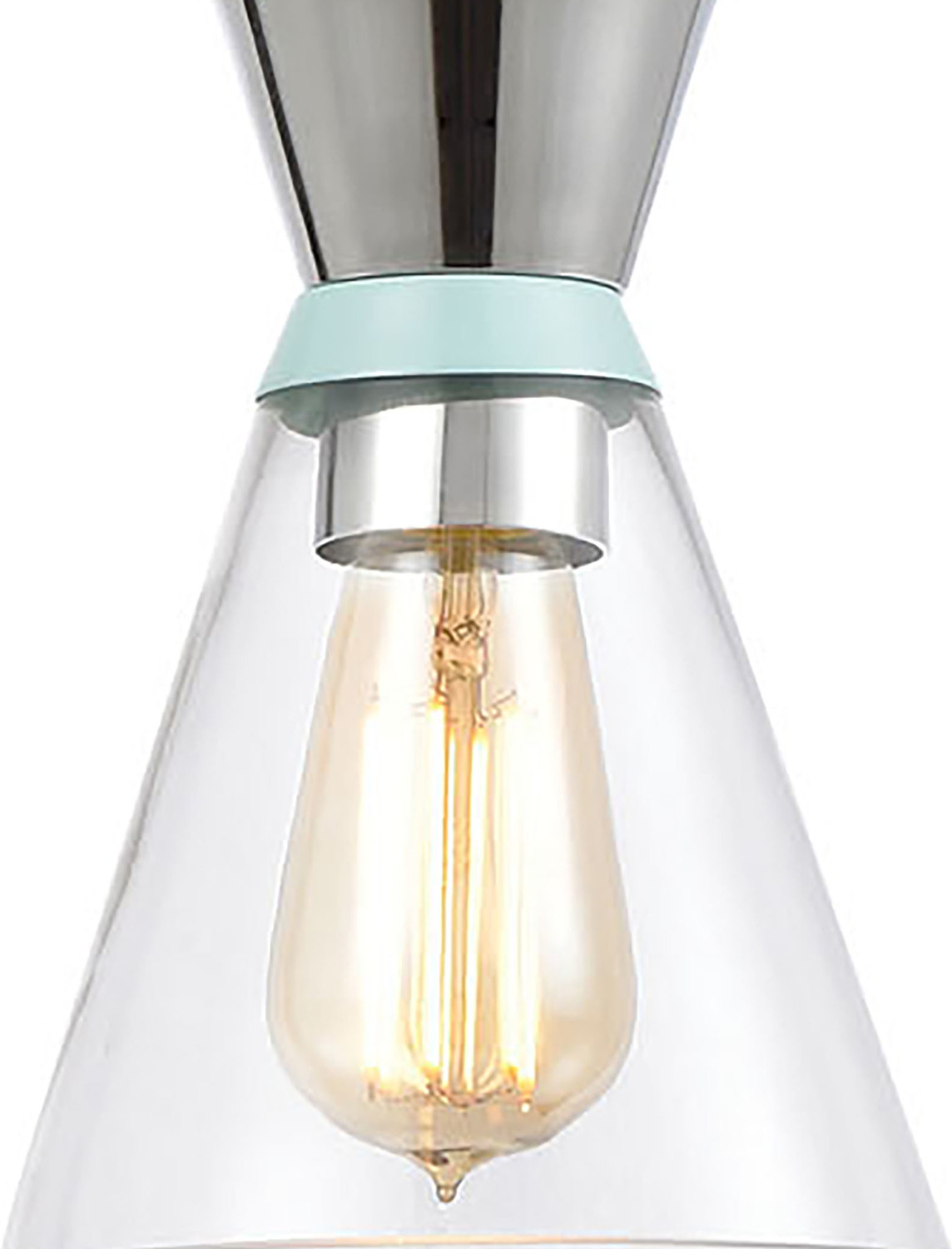 led bulbs for ceiling lights ELK Lighting Mini Pendant Polished Chrome, Pastel Aqua Modern / Contemporary