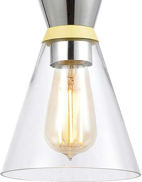 black dome pendant light with gold interior ELK Lighting Mini Pendant Polished Chrome, Pastel Yellow Modern / Contemporary