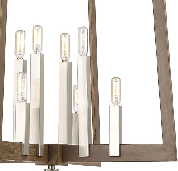 silver hanging lamp ELK Lighting Pendant Light Wood, Satin Nickel Transitional
