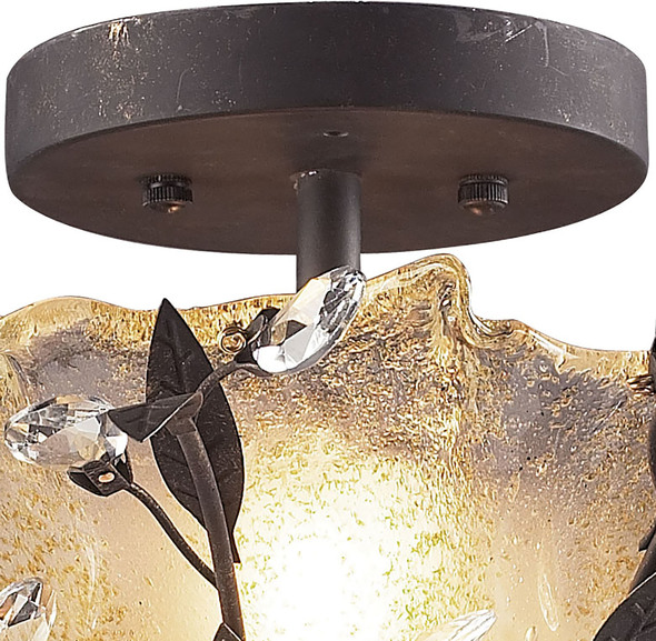 black and brass semi flush mount ELK Lighting Semi Flush Mount Deep Rust Traditional