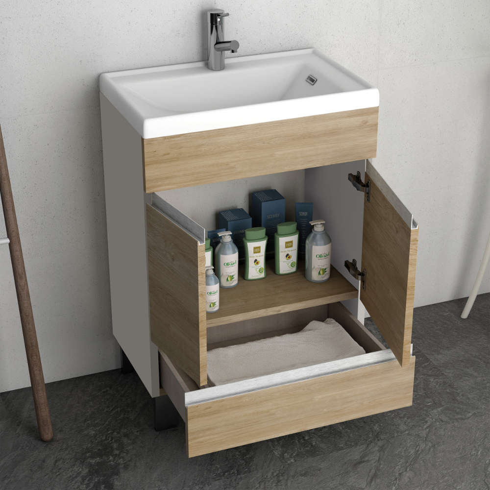 small bathroom vanity with storage Eviva White Oak