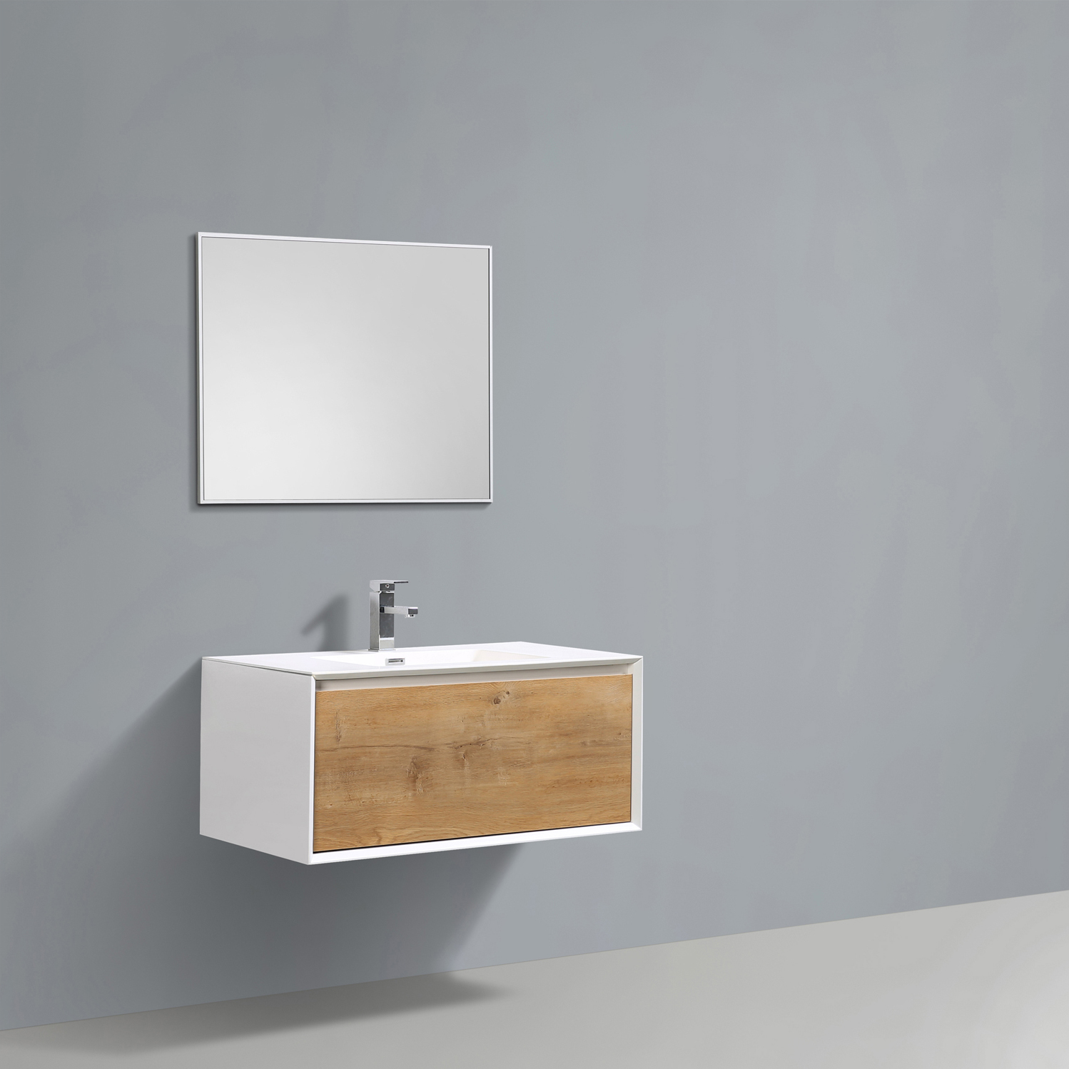 modern vanity design Eviva Oak White